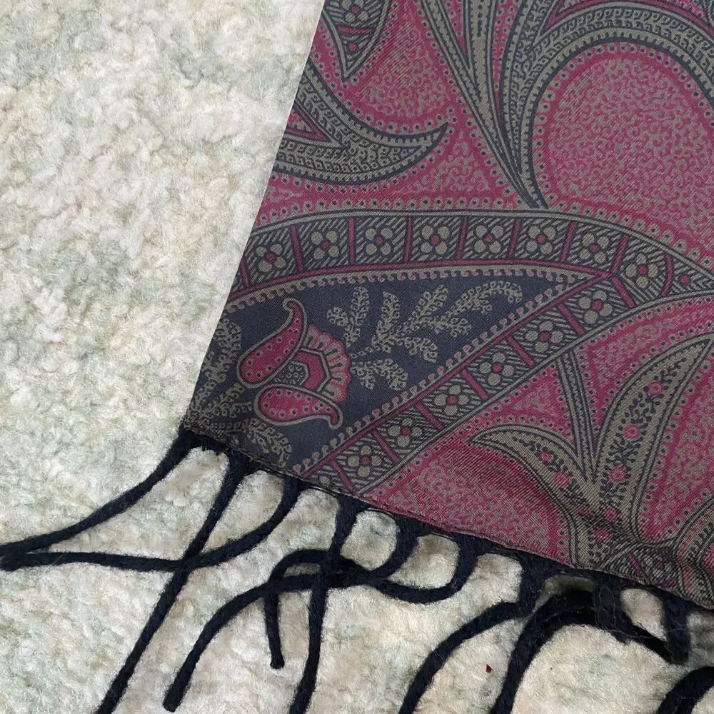 Read! Ermenegildo Zegna Silk Wool Long Paisley Fringed Scarf Classy Classic